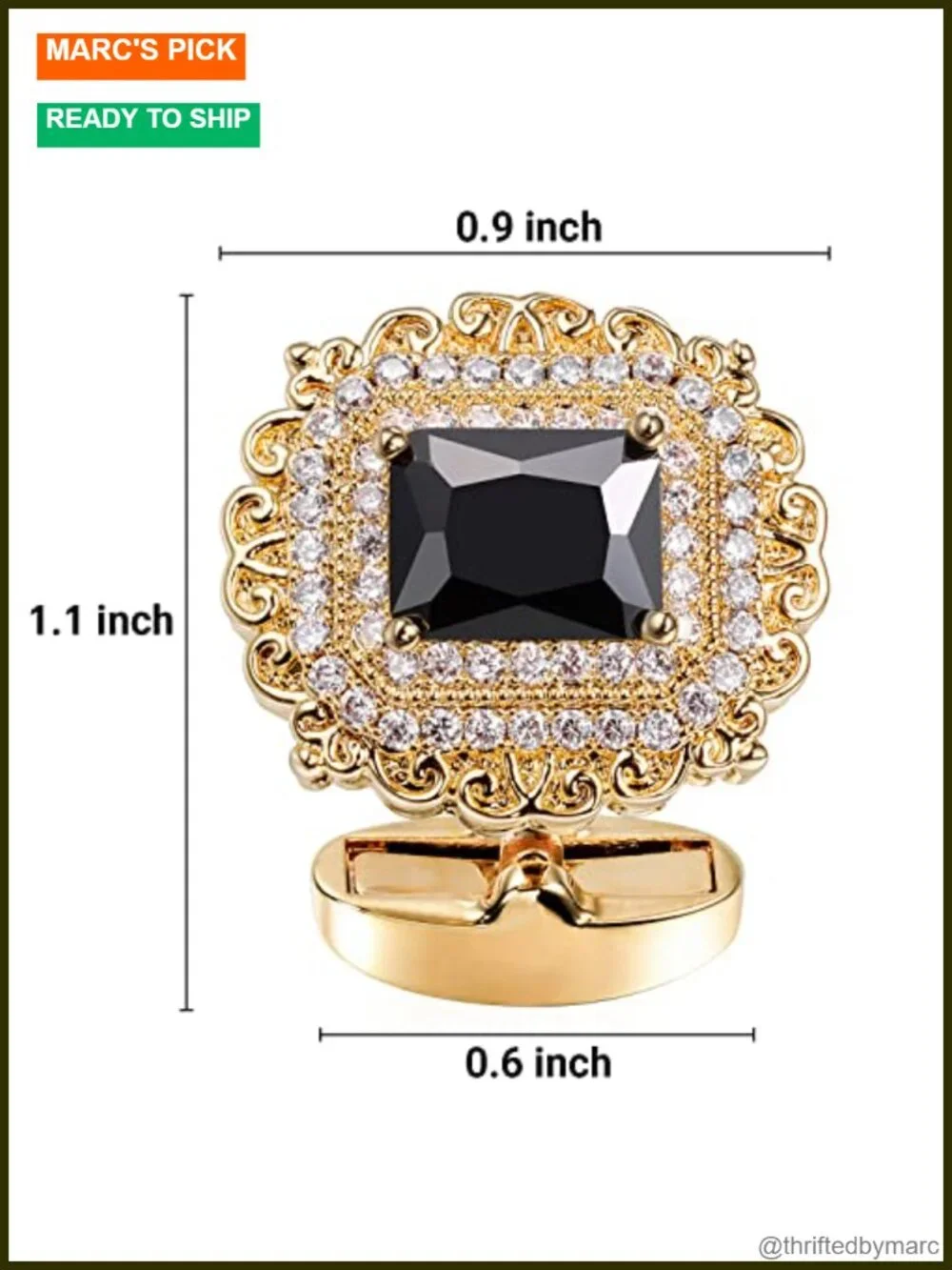 Brass Cufflinks with Crystal - Groom Wedding Gift for Men